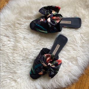 Zara silk oversized bow flats